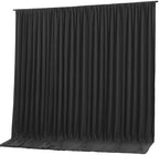 Black Backdrop Curtain 10x10ft - Wrinkle Free Polyester Photo Curtain Backdrop Wedding Back Drop Fabric Drapes