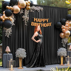Black Backdrop Curtain 10x10ft - Wrinkle Free Polyester Photo Curtain Backdrop Wedding Back Drop Fabric Drapes, alternate