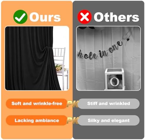 Black Backdrop Curtain - 40x10FT Back Drop Curtains for Parties Wrinkle-Free Soft Polyester Photo Backdrop, alternate view 5