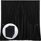 Black Backdrop Curtain, 6 Panel Photo Curtains for Party/Wedding/Ceremony in 5ft x 10ft (6 Panels) in Black