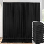 Black Backdrop Curtain for Parties, 10 Panels Wrinkle Free Polyester Photo Backdrop Drapes for Weddings Birthday