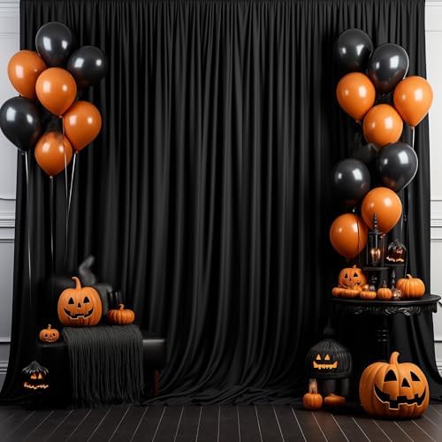 Black Backdrop Curtain for Parties Backdrop Drapes, 2Pack 10x10FT in (2 Pack)10FTx10FT in Black, alternate view 3