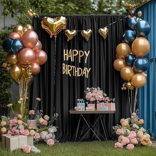 Black Backdrop Curtain for Parties Backdrop Drapes, 2Pack 10x10FT in (2 Pack)10FTx10FT in Black, alternate view 6