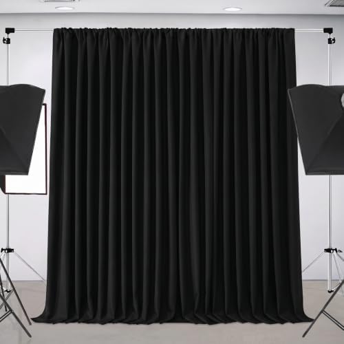 Black Backdrop Curtain for Parties, Wrinkle Free Black Curtains Photo Backdrop for Wedding Decor, Birthday Party, alternate
