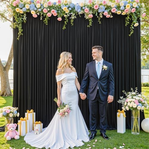 Black Backdrop Curtain for Parties Wrinkle Free Black Photo Curtains Backdrop Drapes Fabric Decoration for, alternate view 4