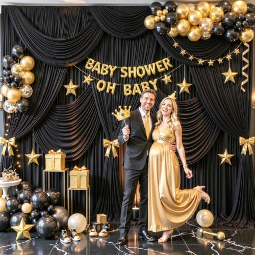 Black Backdrop Curtain for Parties Wrinkle Free Black Photo Curtains Backdrop Drapes Fabric Decoration for, alternate view 3
