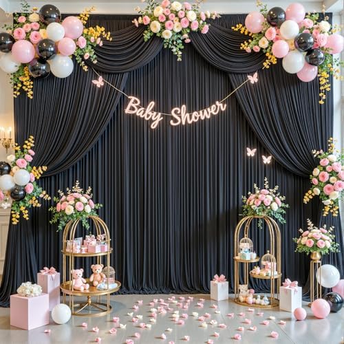 Black Backdrop Curtain for Parties Wrinkle Free Black Photo Curtains Backdrop Drapes Fabric Decoration for, alternate view 5