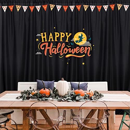 Black Backdrop Curtain for Party, Halloween Backdrop, 5ft x 8ft, 2 Panels in 5ft x 8ft (2 Panels) in Black