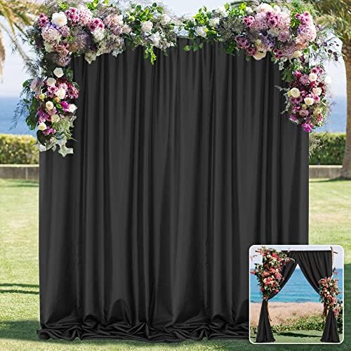 Black Backdrop Curtain for Party, Halloween Backdrop, 5ft x 8ft, 2 Panels in 5ft x 8ft (2 Panels) in Black, alternate view 2