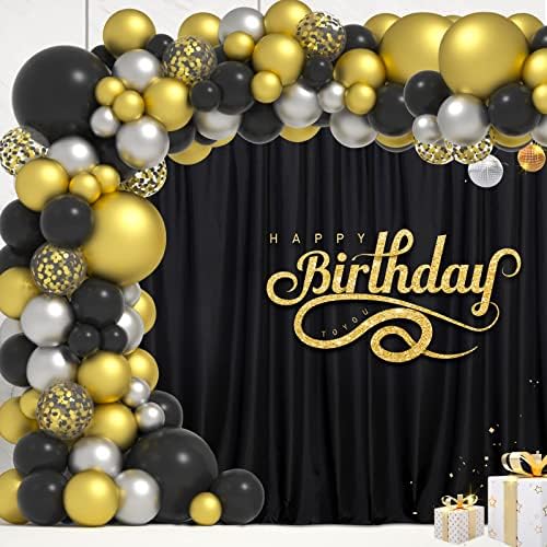 Black Backdrop Curtain for Party, Halloween Backdrop, 5ft x 8ft, 2 Panels in 5ft x 8ft (2 Panels) in Black, alternate view 5