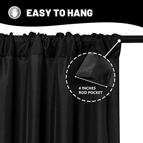 Black Backdrop Curtain for Party, Halloween Backdrop, 5ft x 8ft, 2 Panels in 5ft x 8ft (2 Panels) in Black, alternate view 6