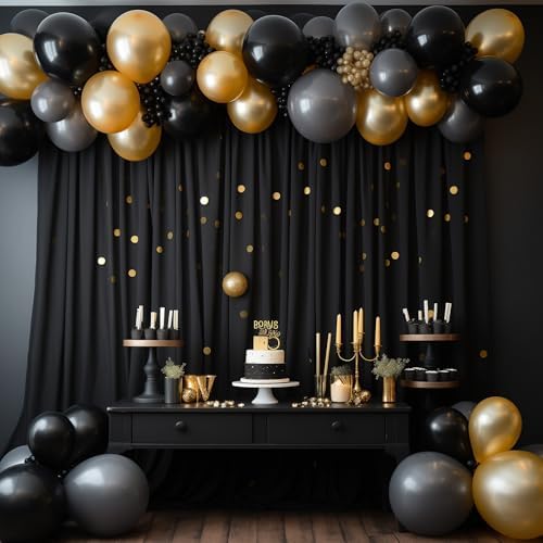 Black Backdrop Curtain for Wedding Parties Backdrop Drapes 10x8FT in 10FTx8FT in Black, alternate view 4