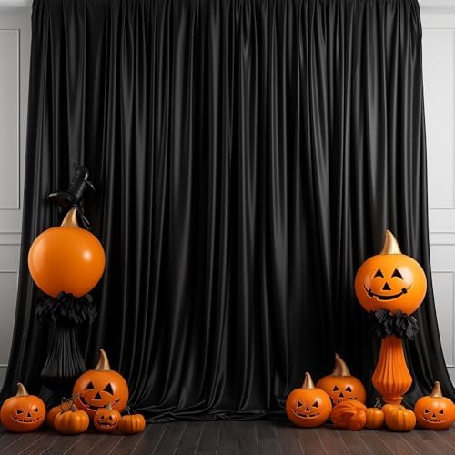 Black Backdrop Curtain for Wedding Parties Backdrop Drapes 10x8FT in 10FTx8FT in Black, alternate view 5
