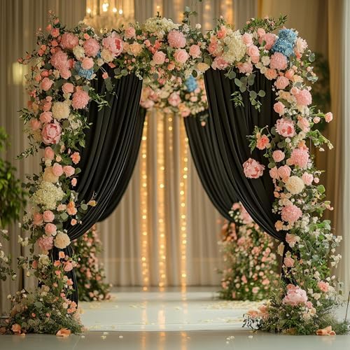 Black Backdrop Curtain for Wedding Parties Backdrop Drapes 10x8FT in 10FTx8FT in Black, alternate view 6