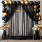 Black Backdrop Curtain Sheer Tulle Backdrop Curtain for Birthday Party Baby Shower Wedding Black Drapes for, alternate view 4