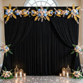 Black Backdrop Curtains 16 x 10ft for Photo Background Wrinkle Free Drapes in W4' x H10'(4 panels) in Black