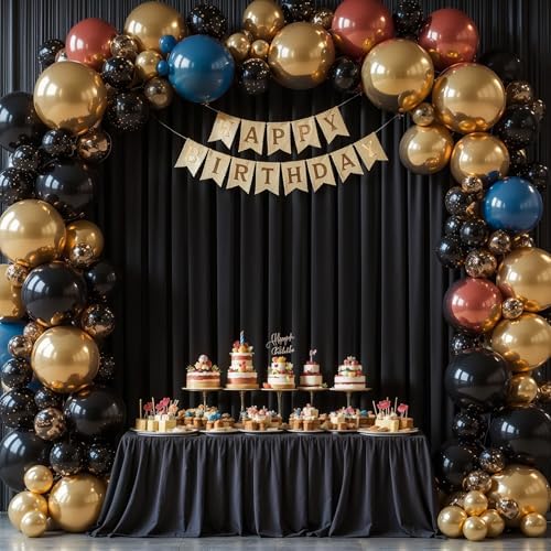 Black Backdrop Curtains 16 x 10ft for Photo Background Wrinkle Free Drapes in W4' x H10'(4 panels) in Black, alternate view 6