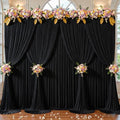 Black Backdrop Curtains 24 x 10ft for Photo Background Wrinkle Free Drapes in W4' x H10'(6 panels) in Black
