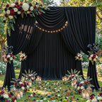 Black Backdrop Curtains 24 x 10ft for Photo Background Wrinkle Free Drapes in W4' x H10'(6 panels) in Black, alternate view 2