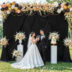 Black Backdrop Curtains 24 x 10ft for Photo Background Wrinkle Free Drapes in W4' x H10'(6 panels) in Black, alternate view 3