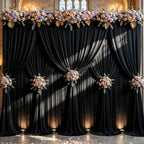 Black Backdrop Curtains 32 x 10ft for Photo Background Wrinkle Free Drapes in W4' x H10'(8 panels) in Black