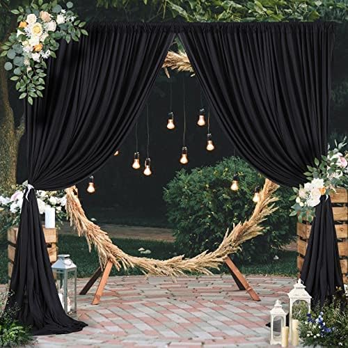 Black Backdrop Curtains 8 x 10 ft for Photo Background Wrinkle Free Drapes in W4' x H10'(2 panels) in Black, alternate view 2