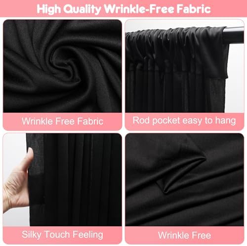 Black Backdrop Curtains Drapes for Parties Wedding, 5x10FT 2 Panel in 5'(W) x 10'(H), 2 panels in Black, alternate view 3