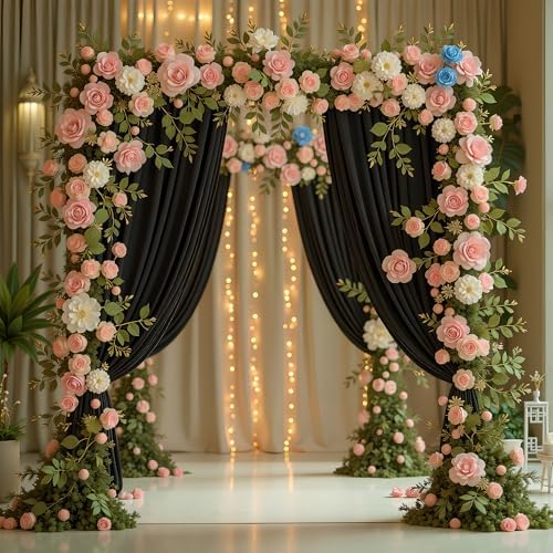Black Backdrop Curtains Drapes for Parties Wedding, 5x10FT 2 Panel in 5'(W) x 10'(H), 2 panels in Black, alternate view 4