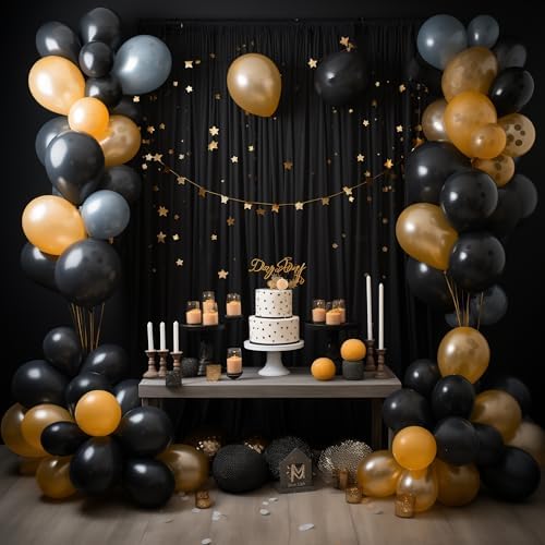 Black Backdrop Curtains Drapes for Parties Wedding, 5x10FT 2 Panel in 5'(W) x 10'(H), 2 panels in Black, alternate view 5