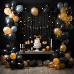 Black Backdrop Curtains Drapes for Parties Wedding, 5x10FT 2 Panel in 5'(W) x 10'(H), 2 panels in Black, alternate view 5