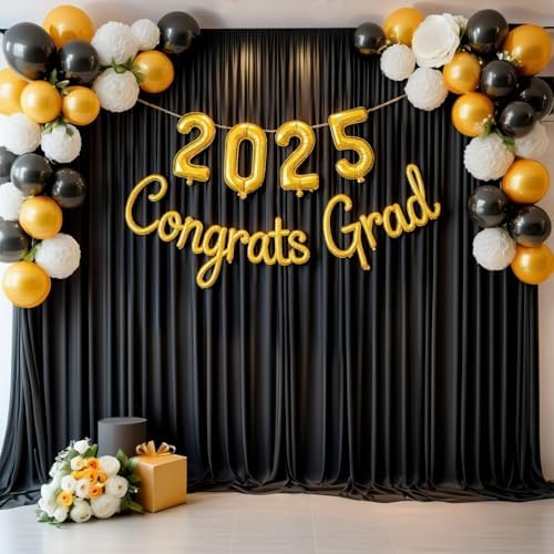 Black Backdrop Curtains Drapes for Parties Wedding, 5x10FT 2 Panel in 5'(W) x 10'(H), 2 panels in Black, alternate view 6