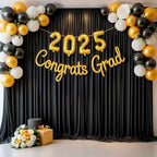 Black Backdrop Curtains Drapes for Parties Wedding, 5x10FT 2 Panel in 5'(W) x 10'(H), 2 panels in Black, alternate view 6