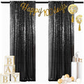 Black Backdrops 2 Pieces Sequin Curtains 4FTx7FT Photoshoot Background Glitter Backdrop Curtain Panels Shimmer