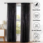 Black Backdrops 2 Pieces Sequin Curtains 4FTx7FT Photoshoot Background Glitter Backdrop Curtain Panels Shimmer, alternate