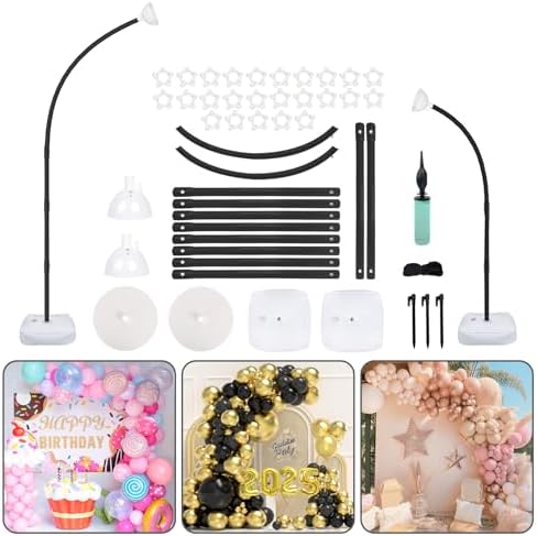 Black Balloon Arch Kit, 8.2ft & 6ft Half Balloon Arch Stand with Base
