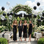 Black Bow Balloons, 12 Inch Black White Balloons With Bow Foil Balloon, alternate view 2