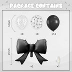 Black Bow Balloons, 12 Inch Black White Balloons With Bow Foil Balloon, alternate view 3