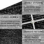 Black Brick Wall Backdrop 10x6.5ft Vintage Rustic Wall Photography Backdrops with 32.8ft Ribbion for Birthday, alternate view