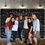 Black Brick Wall Backdrop 10x6.5ft Vintage Rustic Wall Photography Backdrops with 32.8ft Ribbion for Birthday, alternate view