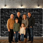 Black Brick Wall Backdrop 10x6.5ft Vintage Rustic Wall Photography Backdrops with 32.8ft Ribbion for Birthday, alternate view