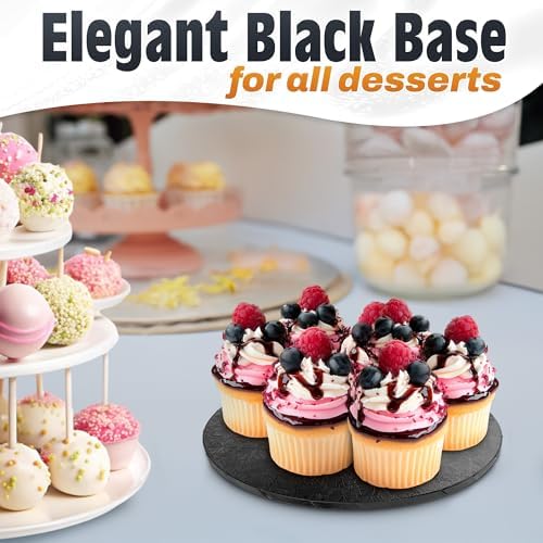 Black Cake Board, 8 Inch Round Cake Drum, 1/2 Inch Thick Cardboard, alternate view 5