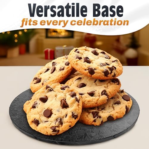 Black Cake Board, 8 Inch Round Cake Drum, 1/2 Inch Thick Cardboard, alternate view 6