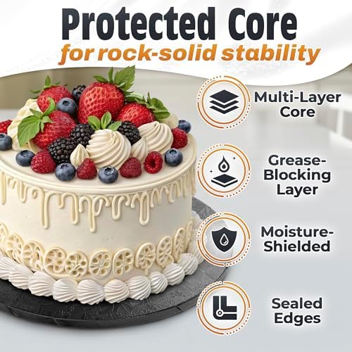 Black Cake Drum 12 Inch, Round Cake Board, 1/2 Inch Thick Cardboard, alternate view 3