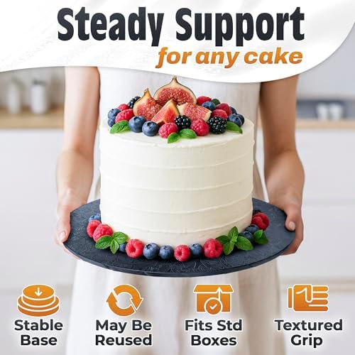 Black Cake Drum 12 Inch, Round Cake Board, 1/2 Inch Thick Cardboard, alternate view 4