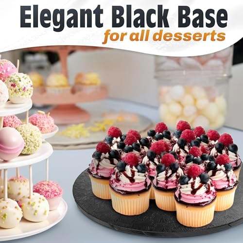 Black Cake Drum 12 Inch, Round Cake Board, 1/2 Inch Thick Cardboard, alternate view 5