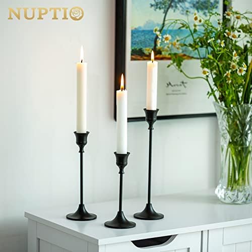 Black Candle Holder Candlestick Holders 15 Pcs Candle Sticks Holder Metal Tapered Candle Holder, Taper Candle, alternate view
