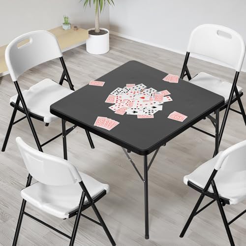 Black Card Square Table, 34 inch Foldable Legs Full Table Top, Easy to Set up and Store, Folding Portable for, alternate view