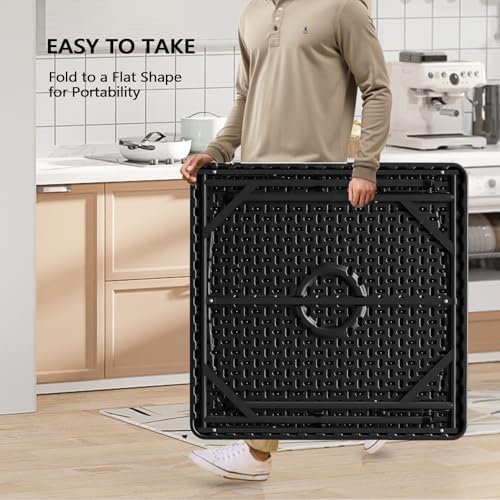 Black Card Square Table, 34 inch Foldable Legs Full Table Top, Easy to Set up and Store, Folding Portable for, alternate view