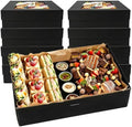 Black Cardboard Grazing Box, 8 PCS Outdoor Platter Serving Box w/Clear Lid for 5-8 People To Go, Stably Filled