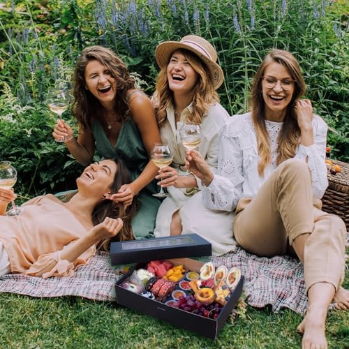 Black Cardboard Grazing Box, 8 PCS Outdoor Platter Serving Box w/Clear Lid for 5-8 People To Go, Stably Filled, alternate